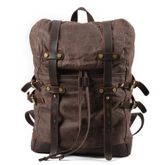 Waxed Canvas Mens Travel Backpack Canvas Hiking Backpack Canvas Backpack for Men