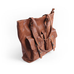 Vintage WOMENs Brown Large LEATHER Tote Bag Fashion Tote Purse FOR WOMEN