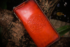 Handmade leather Tibet biker wallet long wallet black leather men phone
