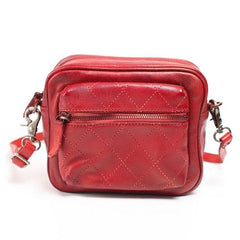 Red Satchel Leather Square Crossbody Bag Purse - Annie Jewel