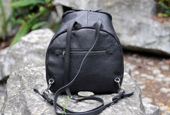 Handmade Leather backpack bag shoulder bag black women leather purse - EverHandmade