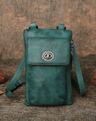 Brown Leather Womens Phone Shoulder Bag Small Vertical Side Bag Handmade Crossbody Purse for Ladies