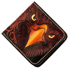 Handmade Leather Eagle Tooled Mens Small Wallet Cool billfold Wallet for Men