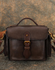 Handmade Leather Womens Small Satchel Shoulder Bag School Handbag Crossbody Purses for Women