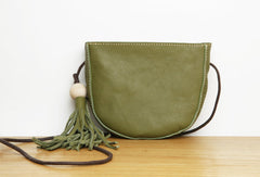 Genuine Leather Cute Crossbody Bag Circle Saddle Bag Shoulder Bag Women Girl Fashion Leather Purse
