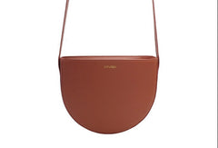 Genuine Leather Round Saddle Purse Bag Shoulder Bag for Women Leather Crossbody Bag