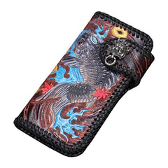 Handmade Leather Carp Mens Chain Biker Wallet Cool Leather Wallet With Chain Wallets for Men