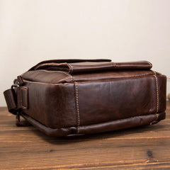 Cool Brown Leather Men's Small Vertical Messenger Bag Brown Small Side Bag For Men