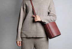Genuine Leather Cute Bucket Bag Handbag Crossbody Bag Shoulder Bag Women Leather Purse