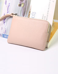 Cute Women Leather Mini Zip Coin Wallet Pink Coin Wallets Small Slim Zip Change Wallet For Women