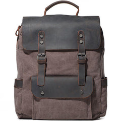 Cool Gray Canvas Travel Backpack Mens Canvas Backpack Canvas School Bag for Men