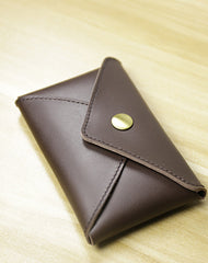 Slim Women Coffee Crown Leather Card Wallet Minimalist Envelope Card Holder Wallet Coin Wallet For Women