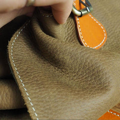 Tan Cool Mens Leather Backpack Travel Backpack Leather Hiking Backpack for Men