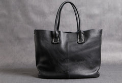 Handmade Leather black tote bag for women leather shoulder bag handbag - EverHandmade