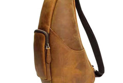 Genuine Leather Mens Cool SLing Bag iPad Bag Chest Bag Bike Bag
