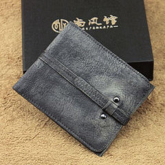 Handmade Mens Cool billfold Leather Wallet Men Small Slim Wallets Bifold for Men