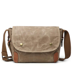 Cool Waxed Canvas Leather Mens Casual Messenger Bag Small Postman Bag Side Bag For Men