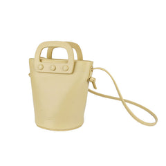 Cute Leather Yellow Womens Mini Bucket Purse Handbag Barrel Shoulder Bag for Women