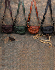 Green Leather Womens Saddle Shoulder Bags Saddle - Side View