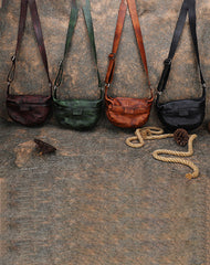 Green Leather Womens Saddle Shoulder Bags Saddle Vintage Crossbody Purse for Women