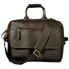 Black Coffee Leather Mens Briefcase Laptop Bag Business Bag Work Bags for Men