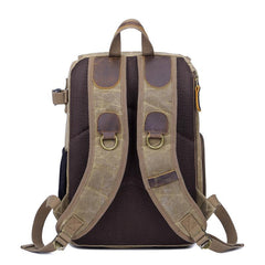 Khaki CANVAS WATERPROOF MENS 15'' CANON CAMERA BACKPACK LARGE NIKON CAMERA BAG DSLR CAMERA BAG FOR MEN