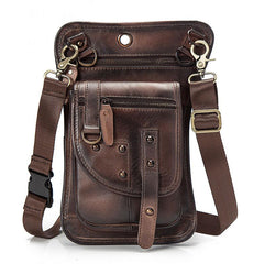 Cool Vintage Leather Mens Belt Pouch Waist Bag Drop Leg Bag Mini Shoulder Bag For Men