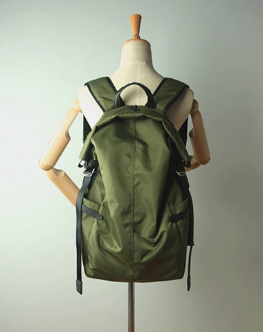 Womens Nylon Large Backpack Purse Army Green Nylon Travel Backpack School Rucksack for Ladies