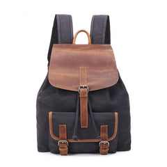 Waxed Canvas Leather Mens Backpack Canvas Travel Backpacks Canvas School Backpack for Men