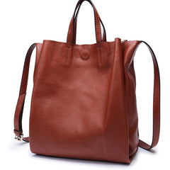 Dark Brown Leather Handbag Tote Shopper Bag Shoulder Tote Purse For Women