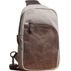 Cool Canvas Gray Mens Sling Bag Chest Bag One Shoulder Pack for men