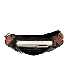 Black Canvas Leather Fanny Pack Men's Chest Bag Sling Hip Bag Canvas Waist Bag For Men