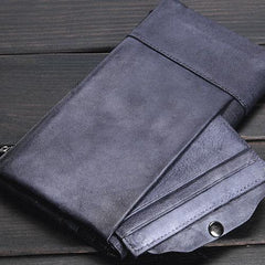 Handmade Leather Mens Cool Long Leather Wallet Wristlet Clutch Wallet for Men