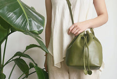 Genuine Leather Cute Bucket Bag Crossbody Bag Shoulder Bag Women Leather Purse