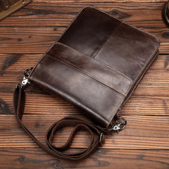 Cool Coffee Small Square Leather Mens Side Bag Messenger Bag Shoulder Bag for Men