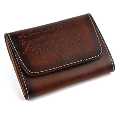 Vintage Brown Leather Men's Small Wallet Black billfold Card Wallet For Men