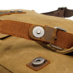 Waxed Canvas Leather Mens Black Waterproof 14'' Camera Bag Gray Side Bag Messenger Bag Shoulder Bag For Men