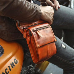 Cool Leather Men's Belt Pouch Waist Bag Small Side Bag Drop Leg Bag For Men