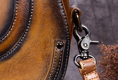 Genuine Leather Handbag Vintage Circle Bag Shoulder Bag Crossbody Bag Purse For Women - EverHandmade