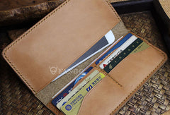 Handmade long leather wallet floral leather clutch wallet for women men - EverHandmade