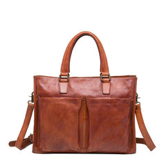 Cool Brown Coffee Leather Mens Briefcase 14inch Laptop Bag Work Handbag Business Bag for Men
