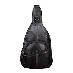 Cool Leather Mens Sling Bag Sling Shoulder Bags Sling Backpack Chest Bag for men