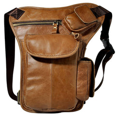Cool Biker Mens Leather Drop Leg Bag Waist Bag Side Bag Belt Pouch Shoulder Bag for Men
