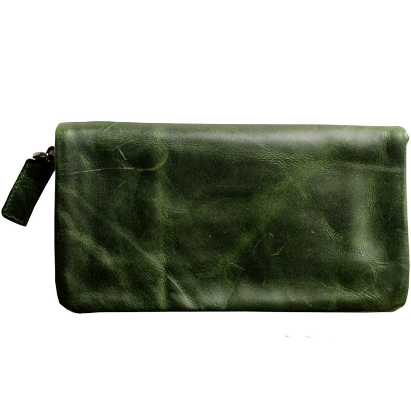 Vintage LEATHER Mens Long Wallet Cool Zipper Long Wallet FOR Men