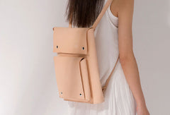 Handmade Leather beige backpack bag purse shoulder bag phone satchel bag