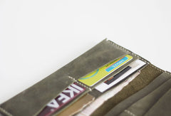Handmade leather dark green clutch purse long wallet purse clutch women - EverHandmade