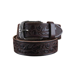 Genuine Leather Punk Rock Biker Tooled Floral Trucker Mens Belt Men Black Coffee Belt for Men