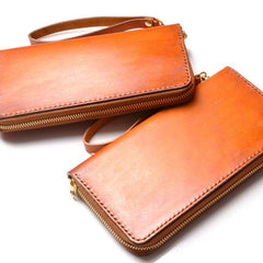 Handmade Leather Wristlet Wallet Mens Long Wallet Cool Long Clutch Wallet for Men