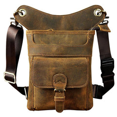 Cool Biker Leather Drop Leg Bag Mens Belt Pouch Waist Bag Shoulder Bag for Men