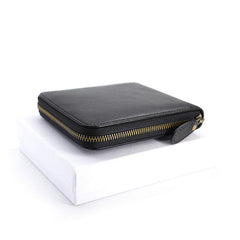 Leather Mens Black Zipper Small Wallet Front Pocket Wallet billfold Small Wallet for Men